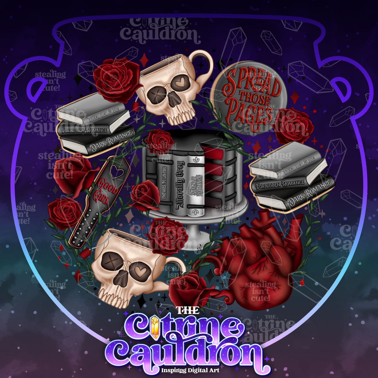 Dark Romance Tea Party Complete Collection - Seamless & PNG Bundle - SMALL SHOP