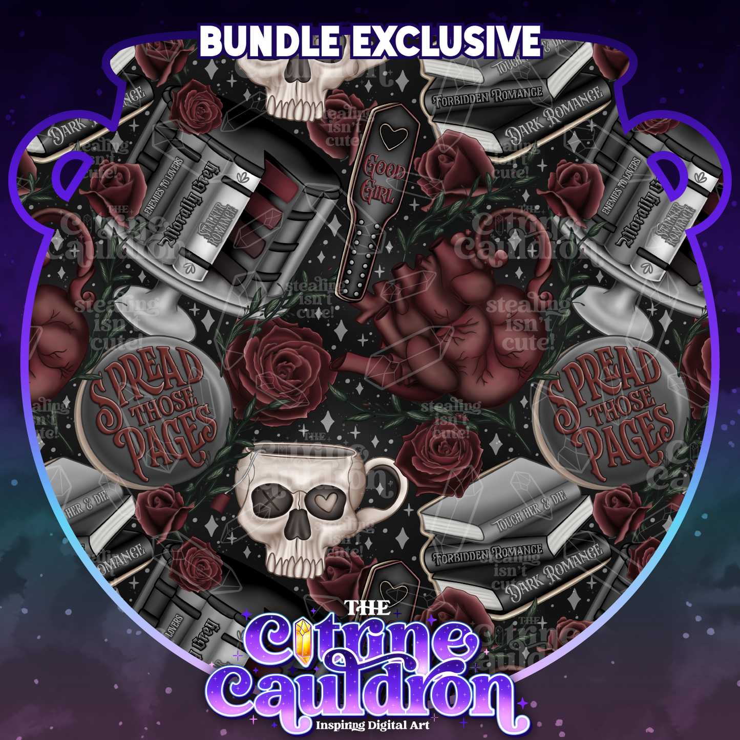 Dark Romance Tea Party Complete Collection - Seamless & PNG Bundle - SMALL SHOP