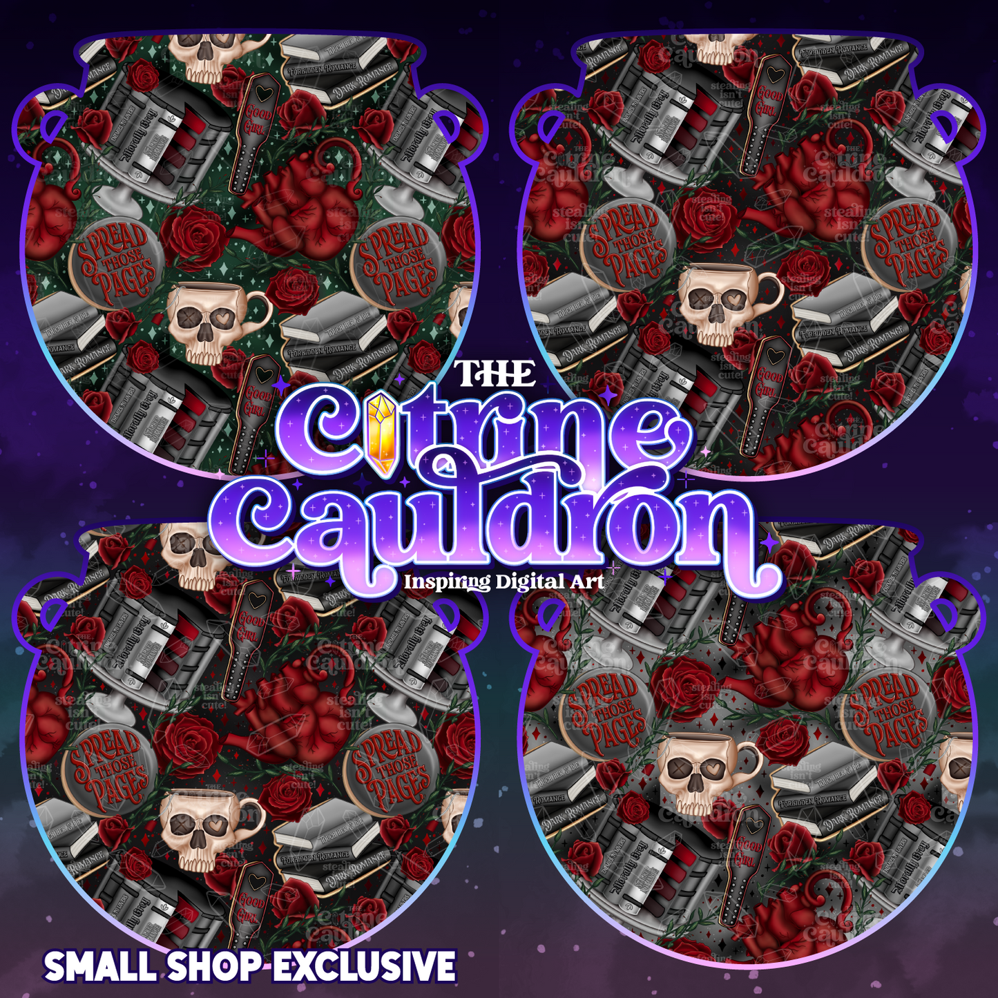 Dark Romance Tea Party Complete Collection - Seamless & PNG Bundle - SMALL SHOP