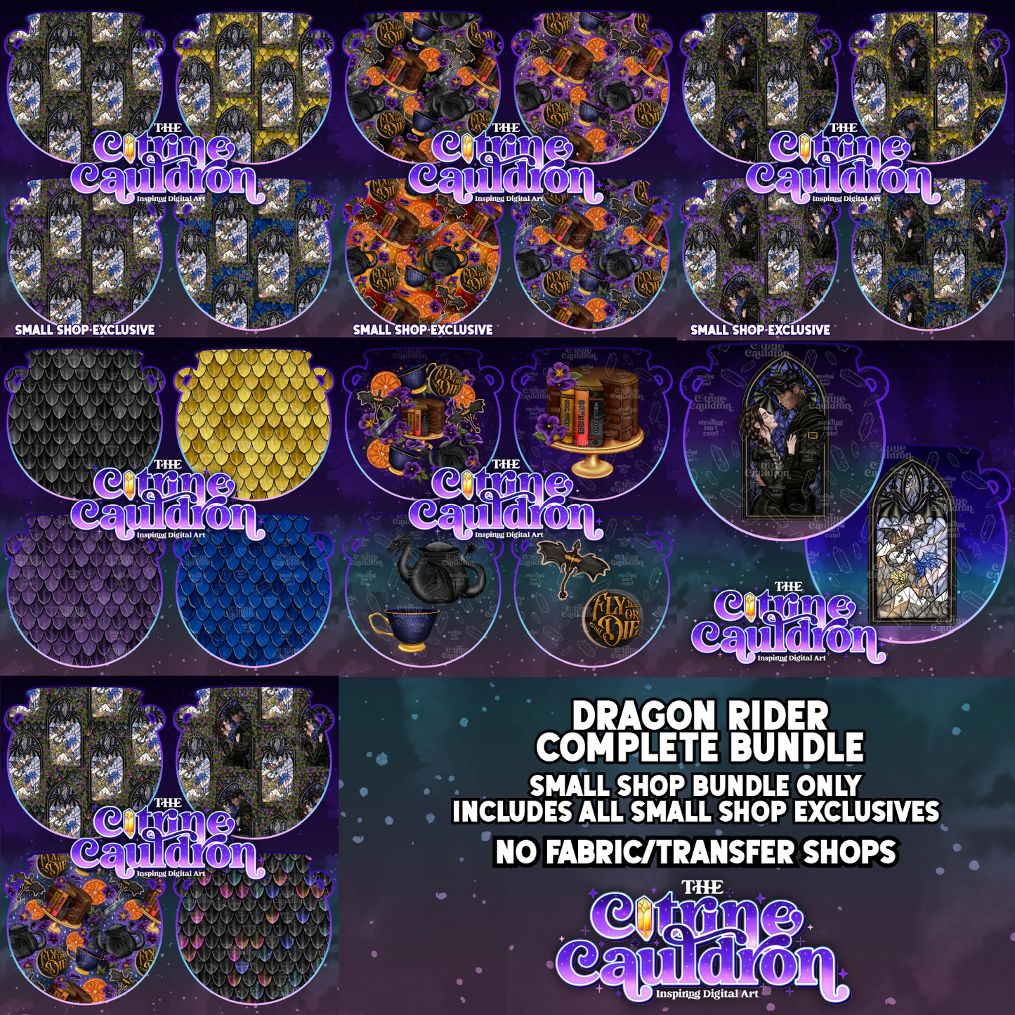 Dragon Riders Complete Collection - Seamless & PNG Bundle - SMALL SHOPS