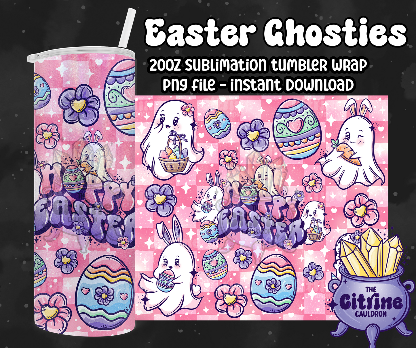 Easter Ghosties - PNG Wrap for Sublimation 20oz Tumbler