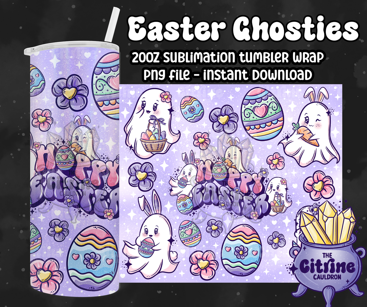 Easter Ghosties - PNG Wrap for Sublimation 20oz Tumbler