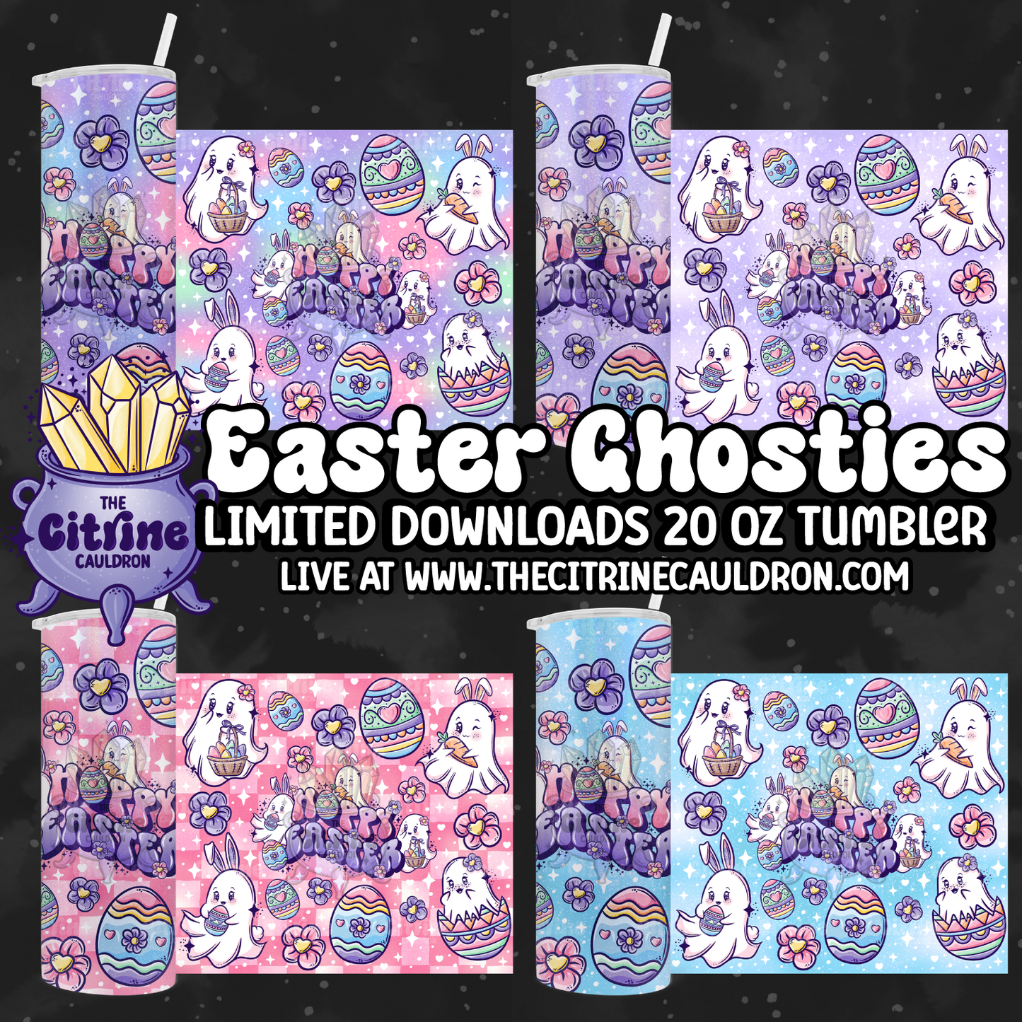 Easter Ghosties - PNG Wrap for Sublimation 20oz Tumbler