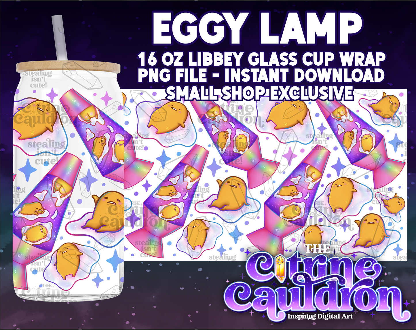 Eggy Lamp - PNG Wrap for Libbey 16oz Glass Can - SMALL SHOP