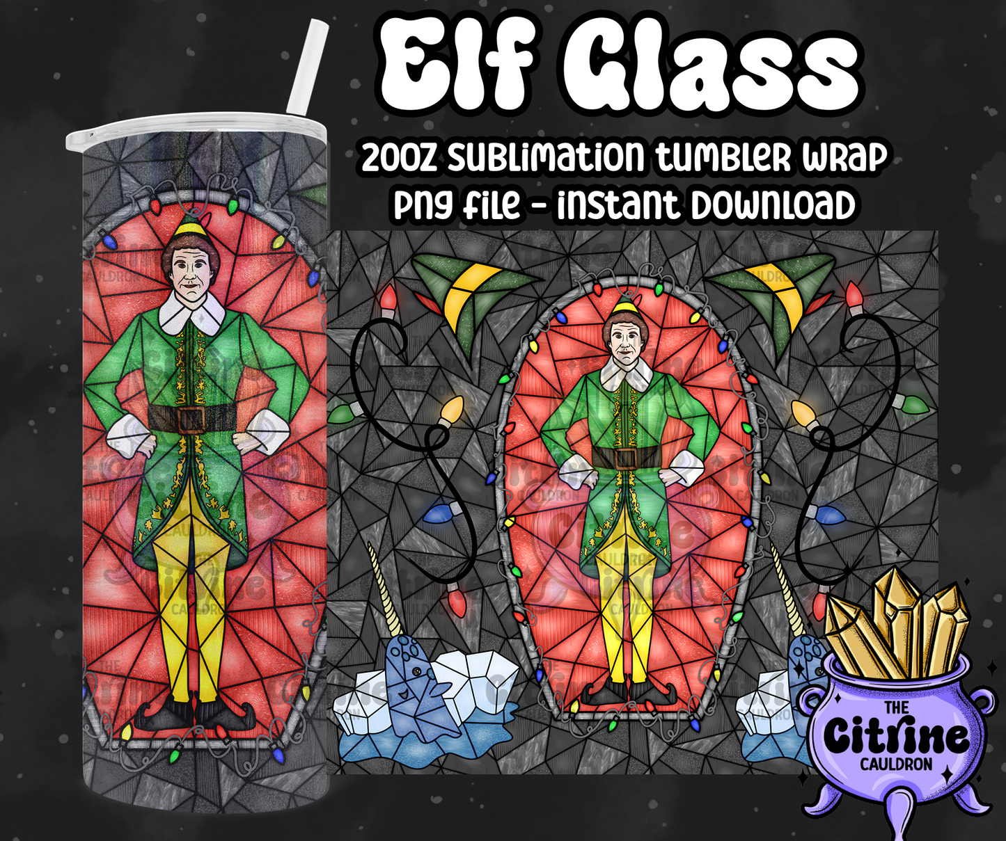 Elf Glass - PNG Wrap for Sublimation 20oz Tumbler