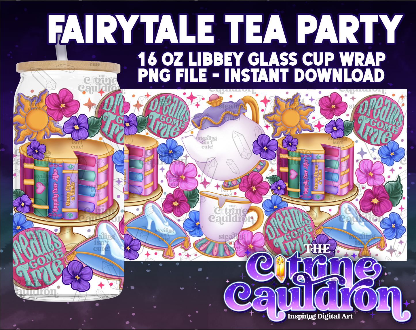 Fairytale Tea Party - PNG Wrap for Libbey 16oz Glass Can