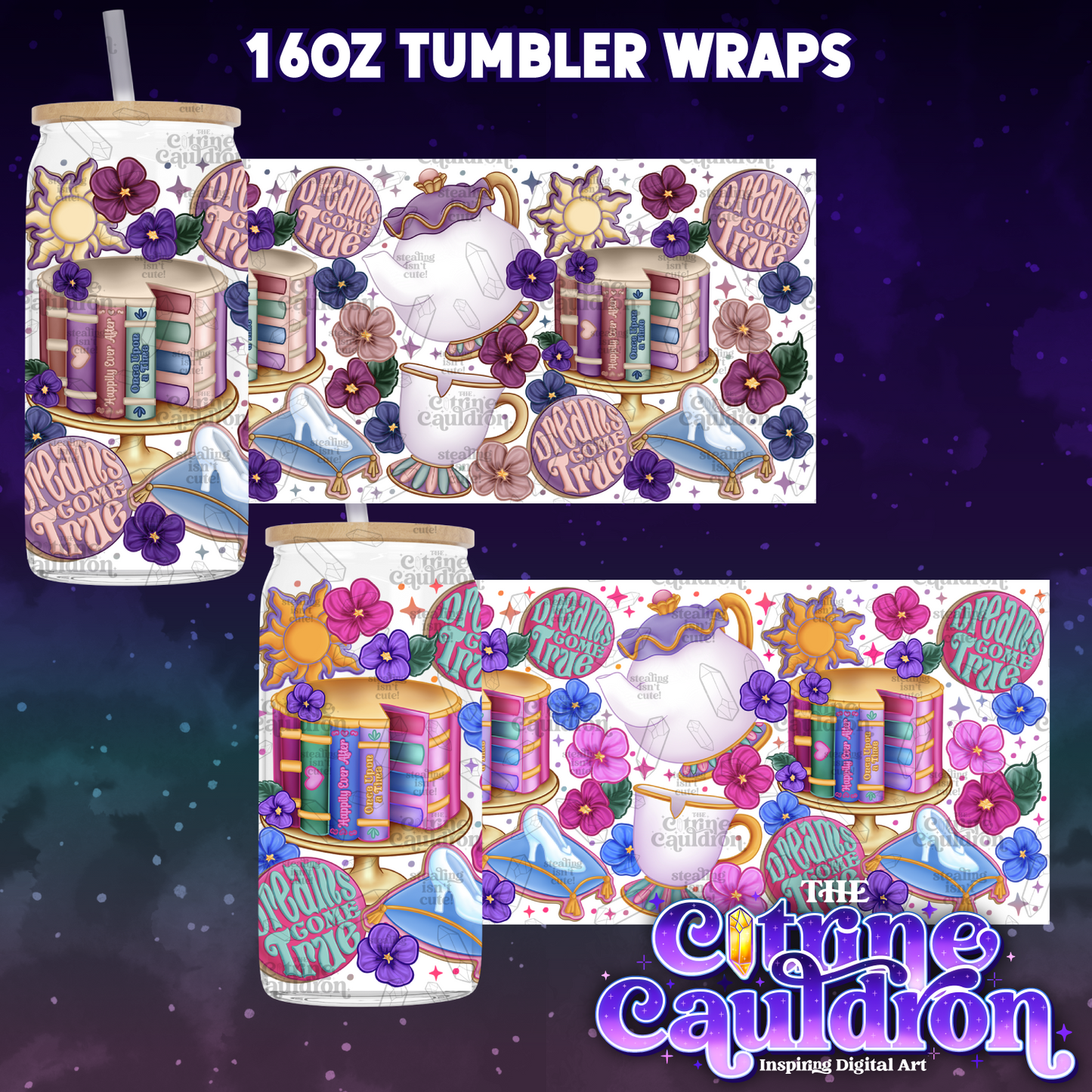 Fairytale Tea Party - PNG Wrap for Libbey 16oz Glass Can