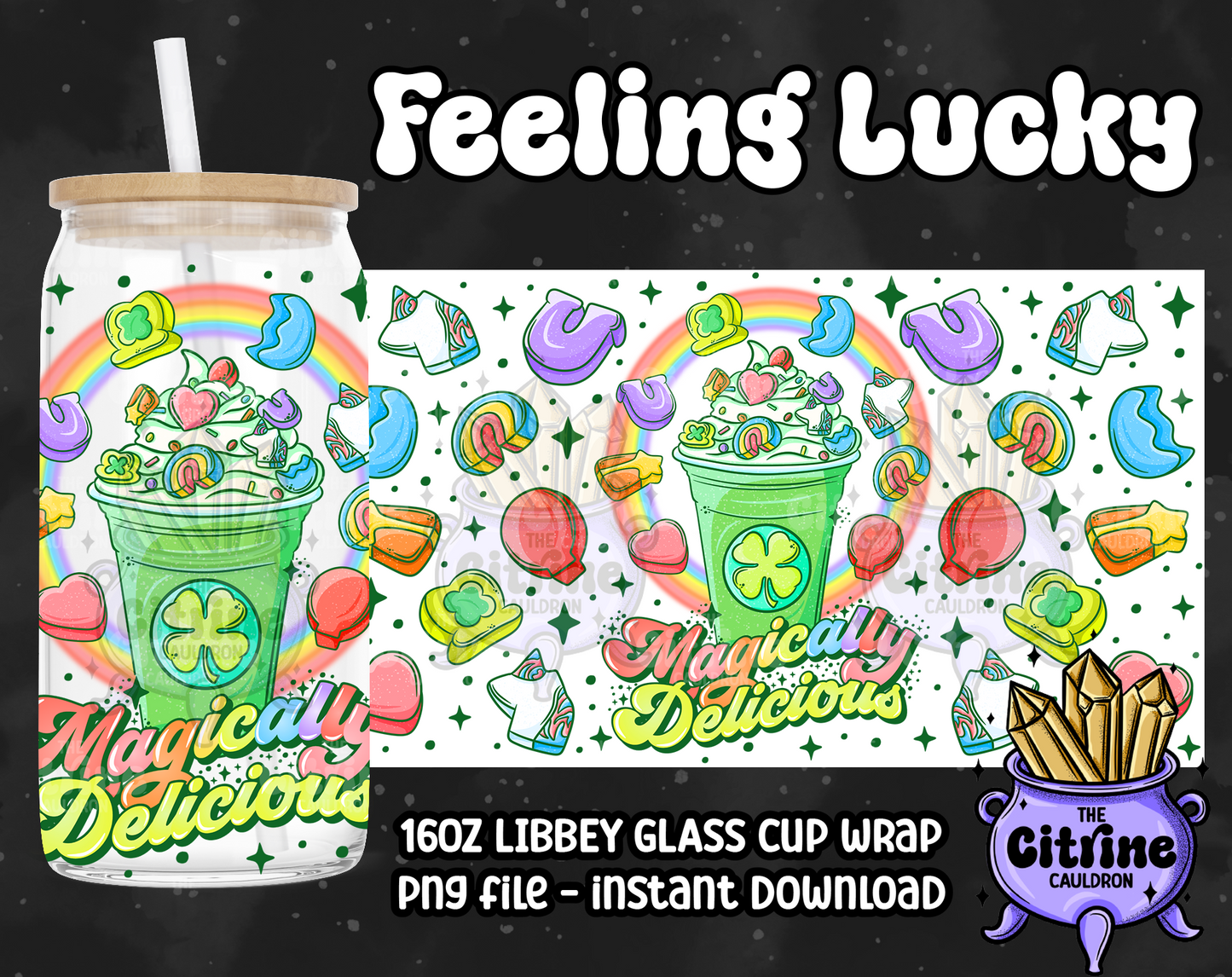 Feeling Lucky - PNG Wrap for Libbey 16oz Glass Can