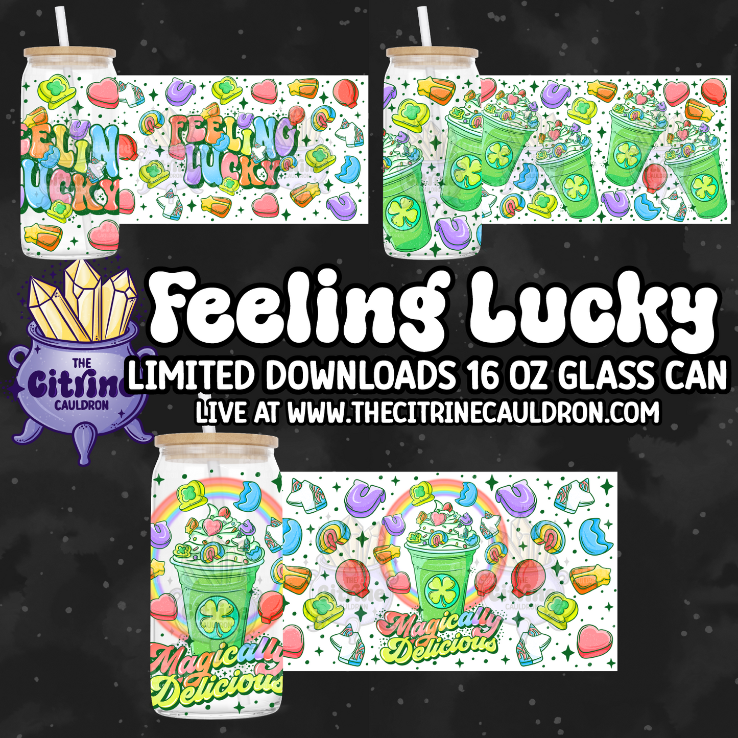 Feeling Lucky - PNG Wrap for Libbey 16oz Glass Can