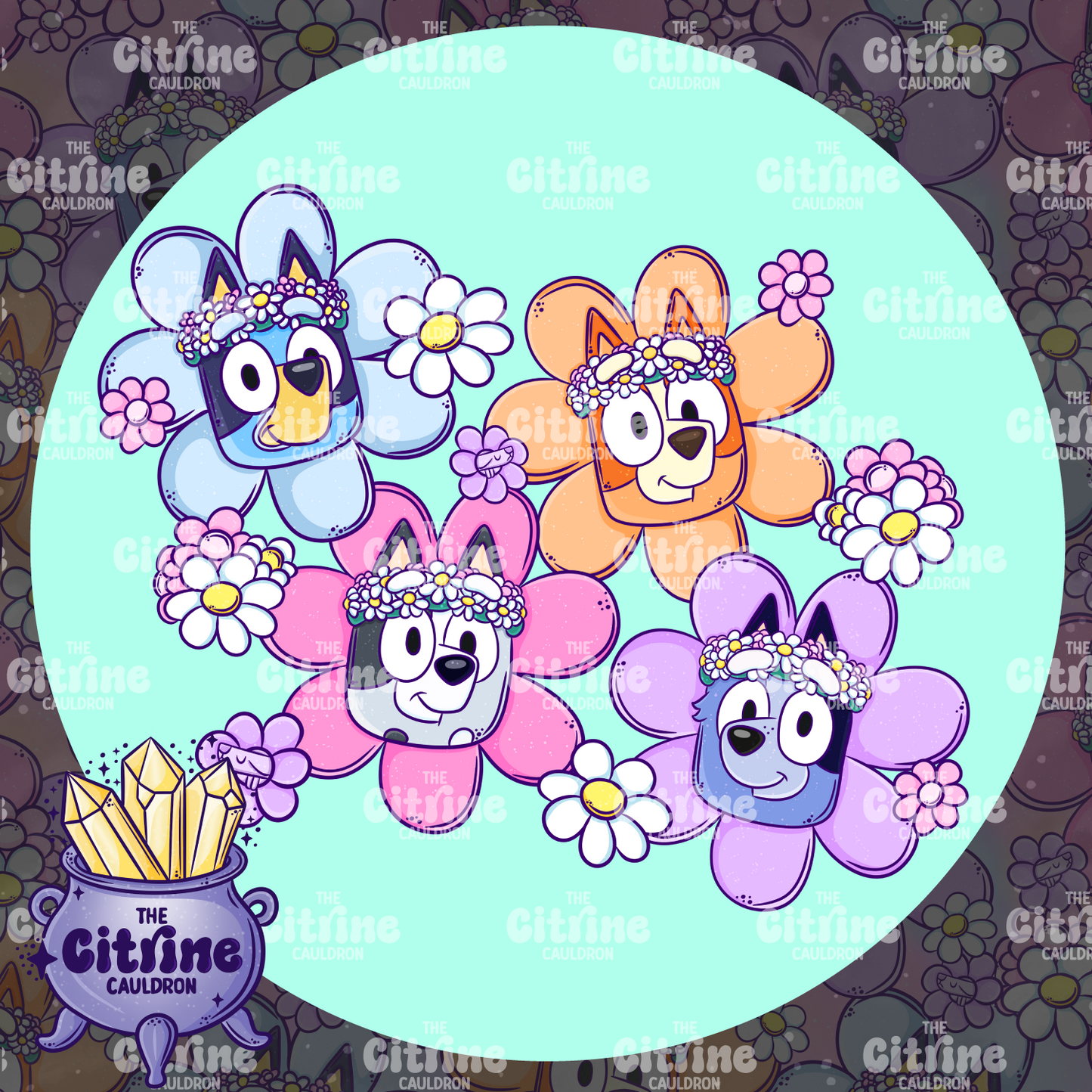 Flower Dogs - Sublimation PNG