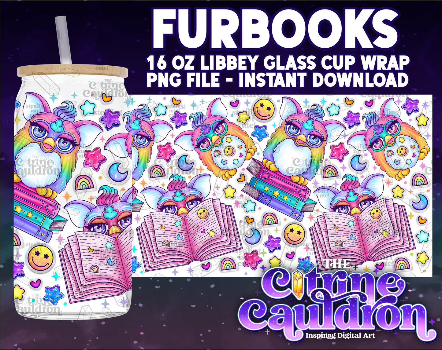 Furbooks - PNG Wrap for Libbey 16oz Glass Can