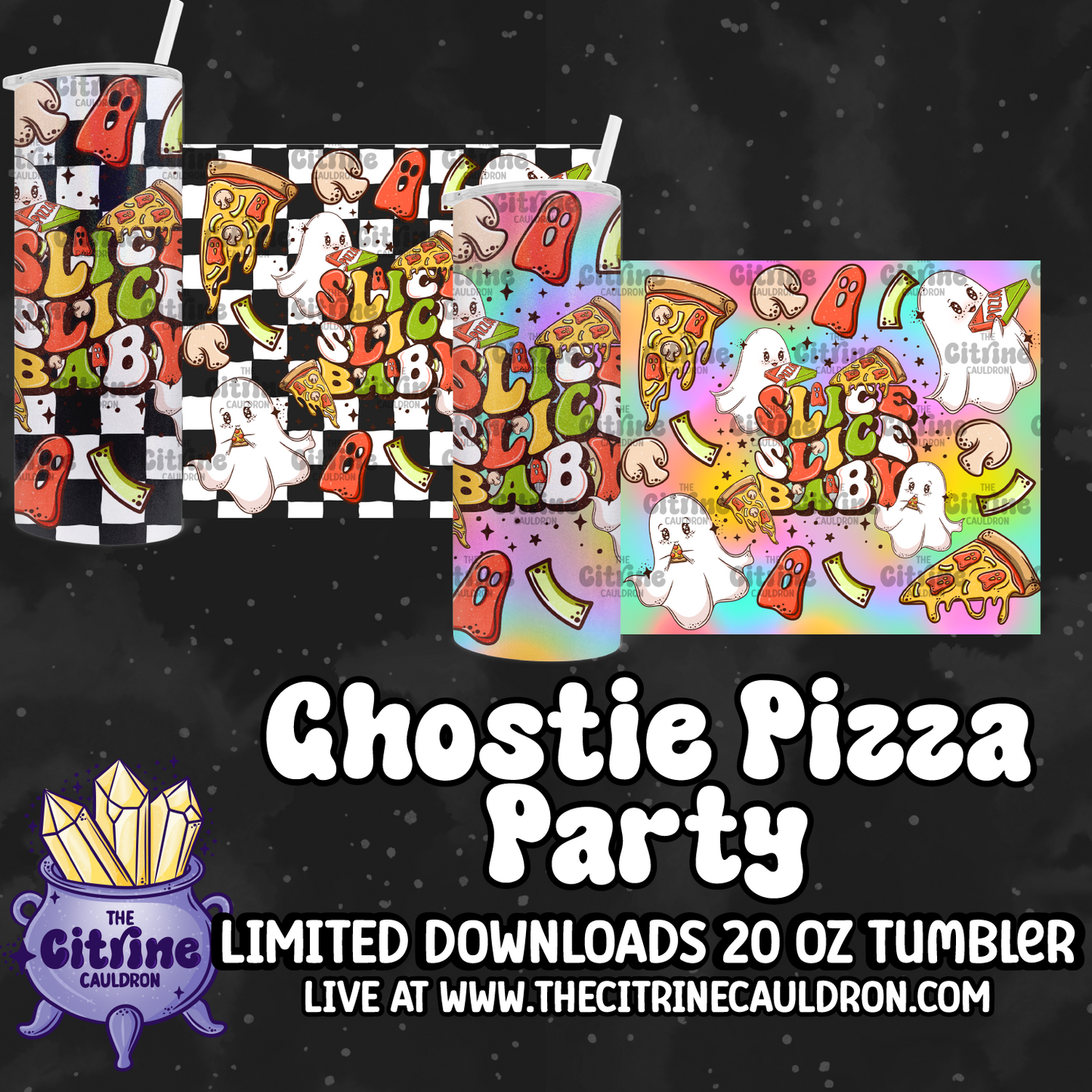 Ghostie Pizza Party - PNG Wrap for Sublimation 20oz Tumbler