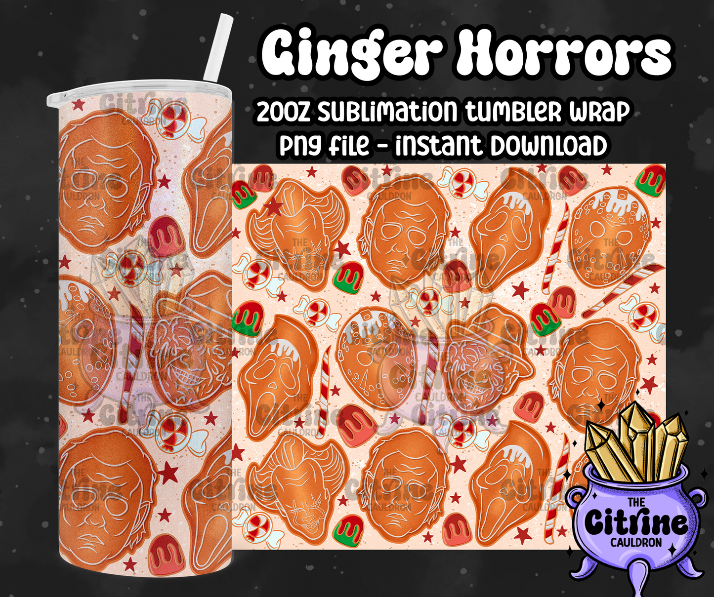 Ginger Horrors - PNG Wrap for Sublimation 20oz Tumbler