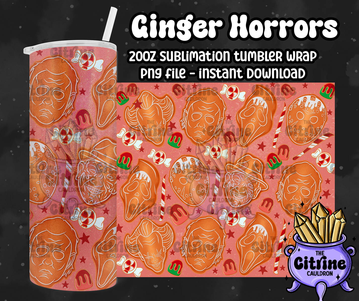 Ginger Horrors - PNG Wrap for Sublimation 20oz Tumbler