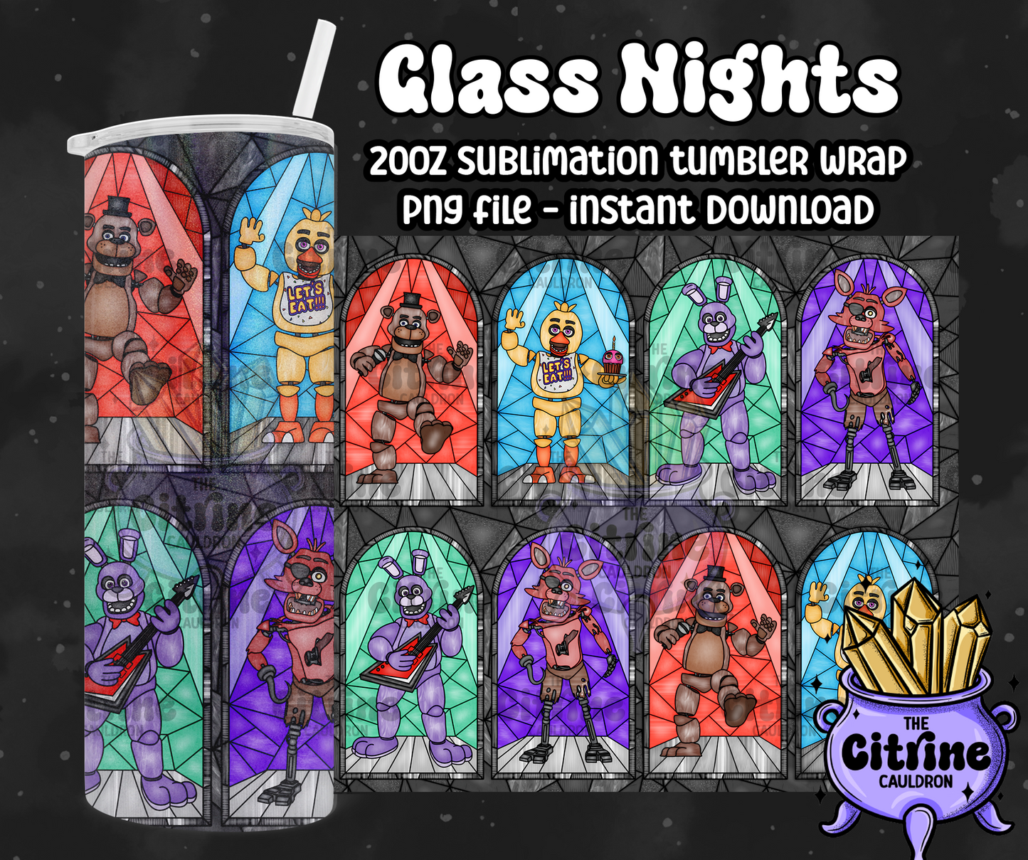 Glass Nights - PNG Wrap for Sublimation 20oz Tumbler