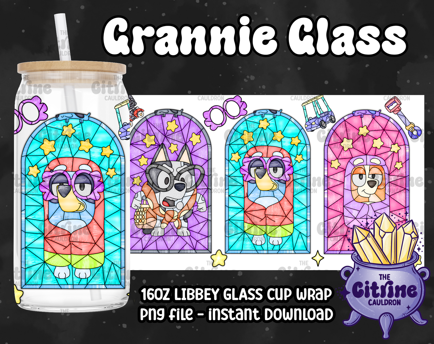 Grannie Glass - PNG Wrap for Libbey 16oz Glass Can