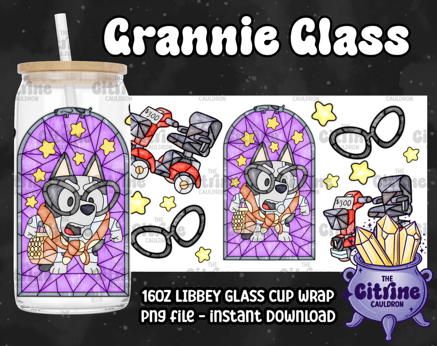 Grannie Glass - PNG Wrap for Libbey 16oz Glass Can