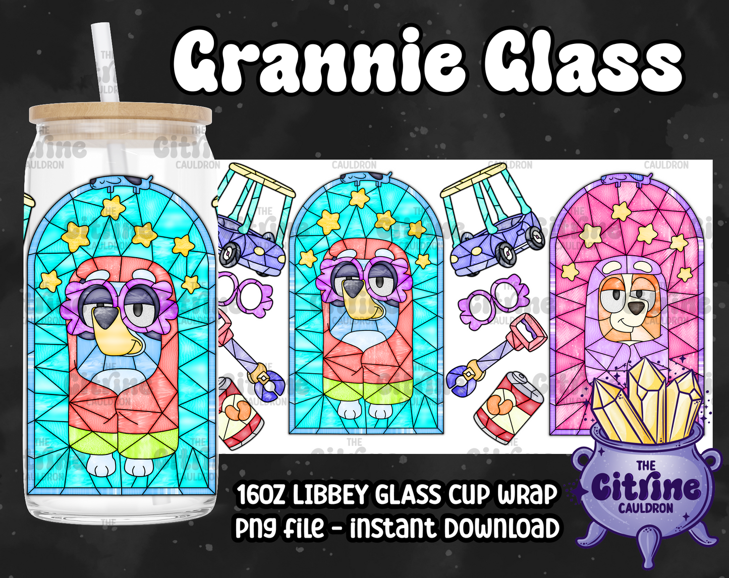 Grannie Glass - PNG Wrap for Libbey 16oz Glass Can