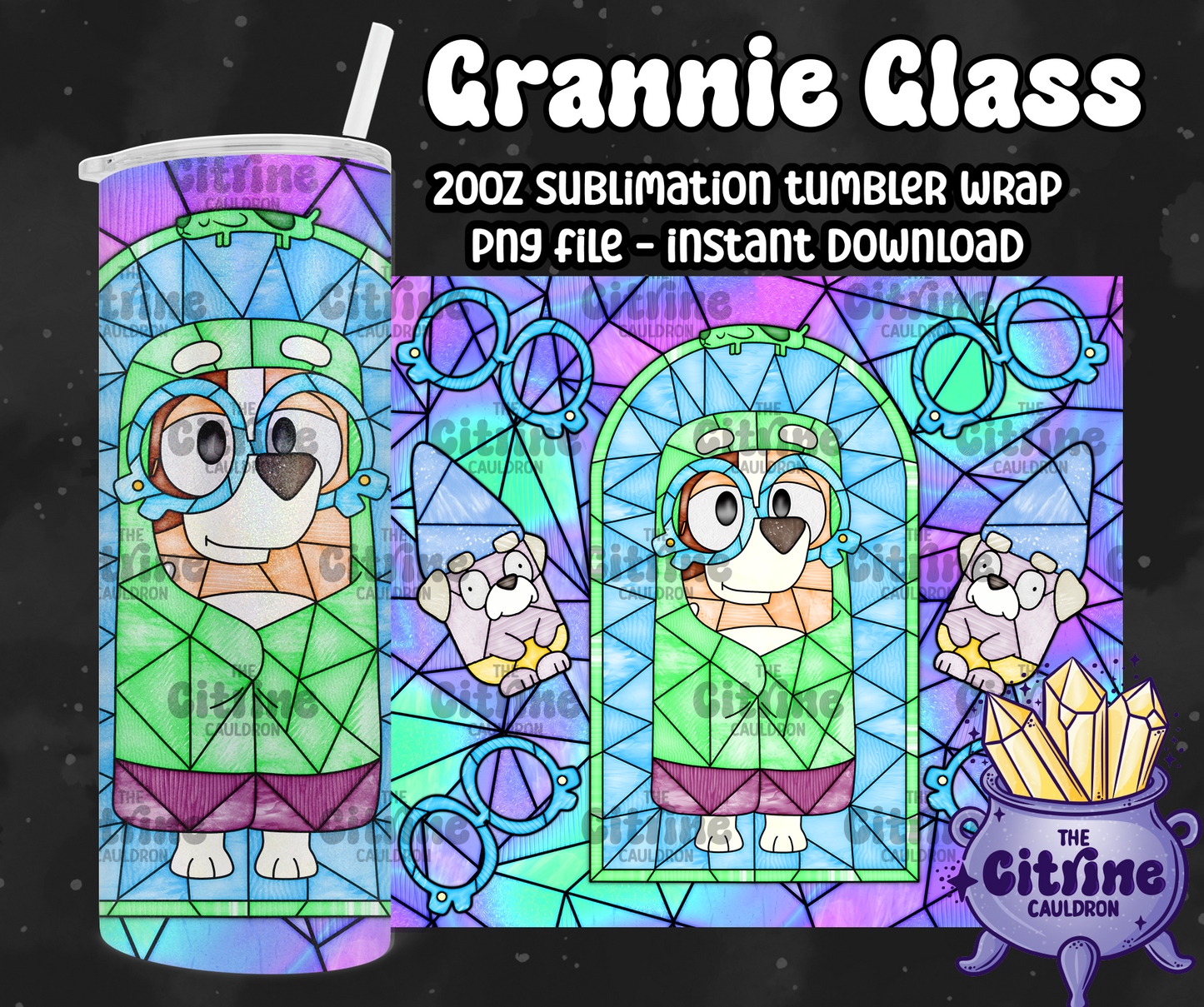 Grannie Glass - PNG Wrap for Sublimation 20oz Tumbler