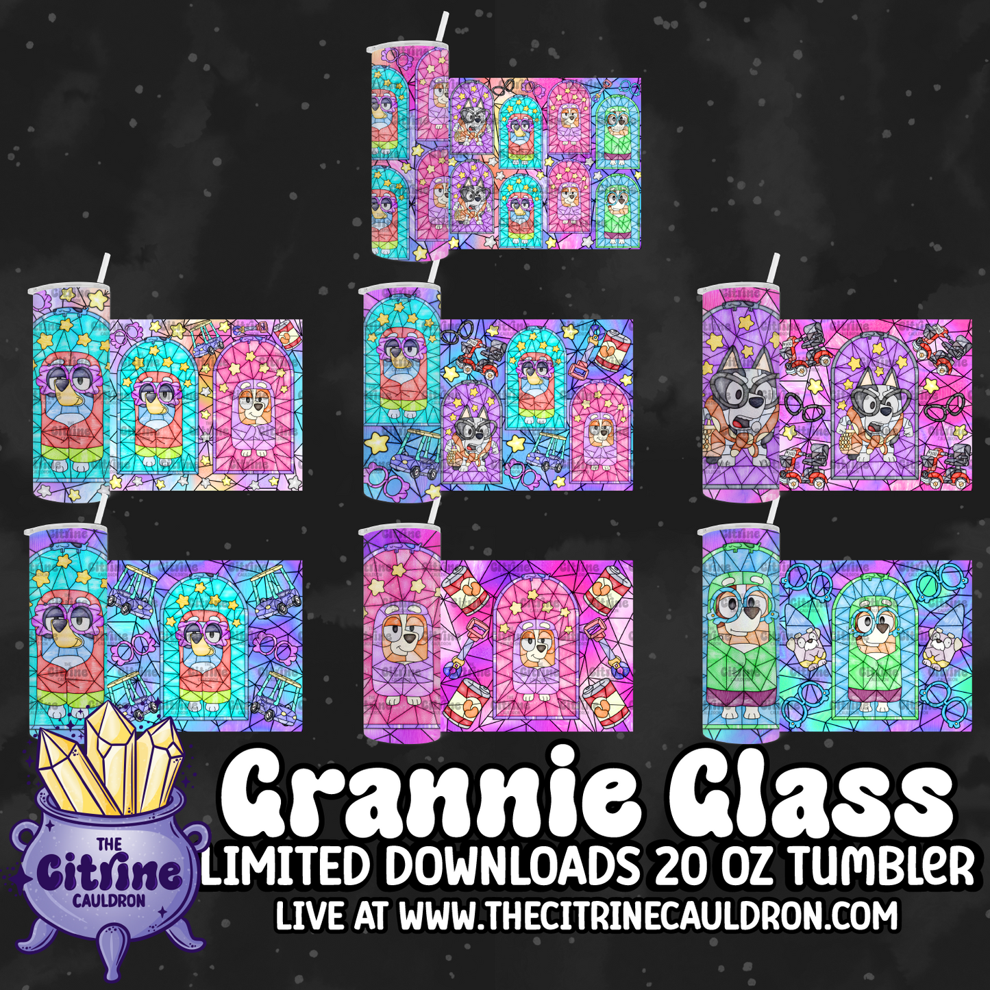 Grannie Glass - PNG Wrap for Sublimation 20oz Tumbler
