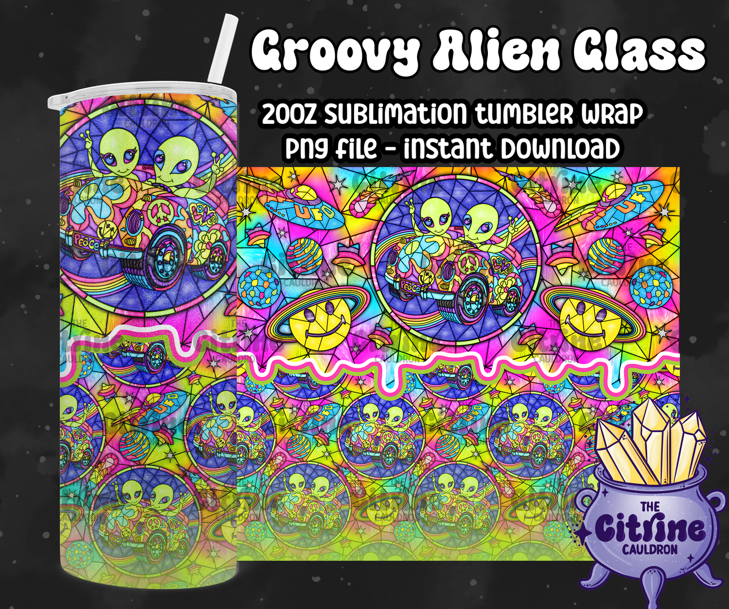 Groovy Alien Glass - PNG Wrap for Sublimation 20oz Tumbler