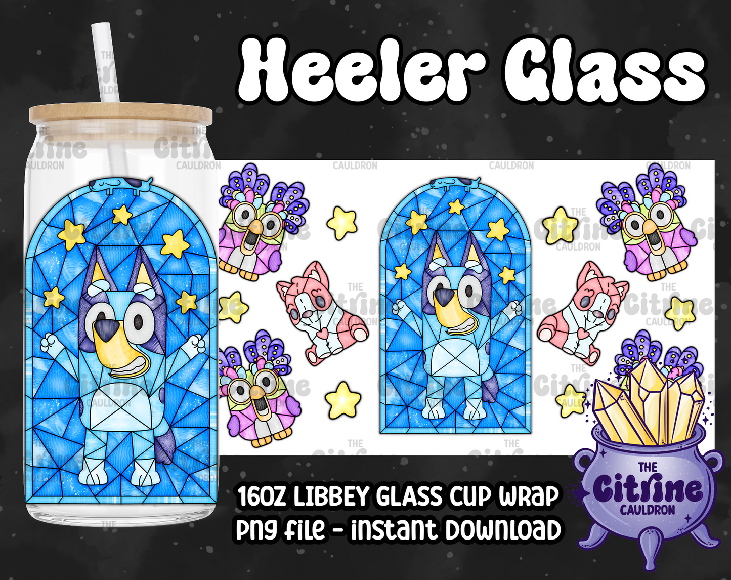 Heeler Glass - PNG Wrap for Libbey 16oz Glass Can
