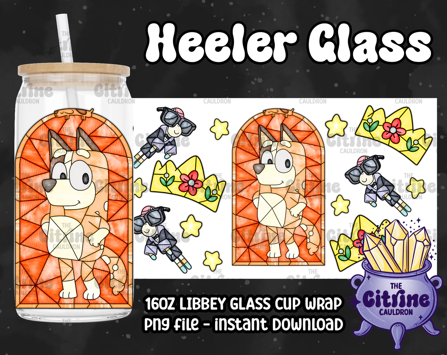 Heeler Glass - PNG Wrap for Libbey 16oz Glass Can