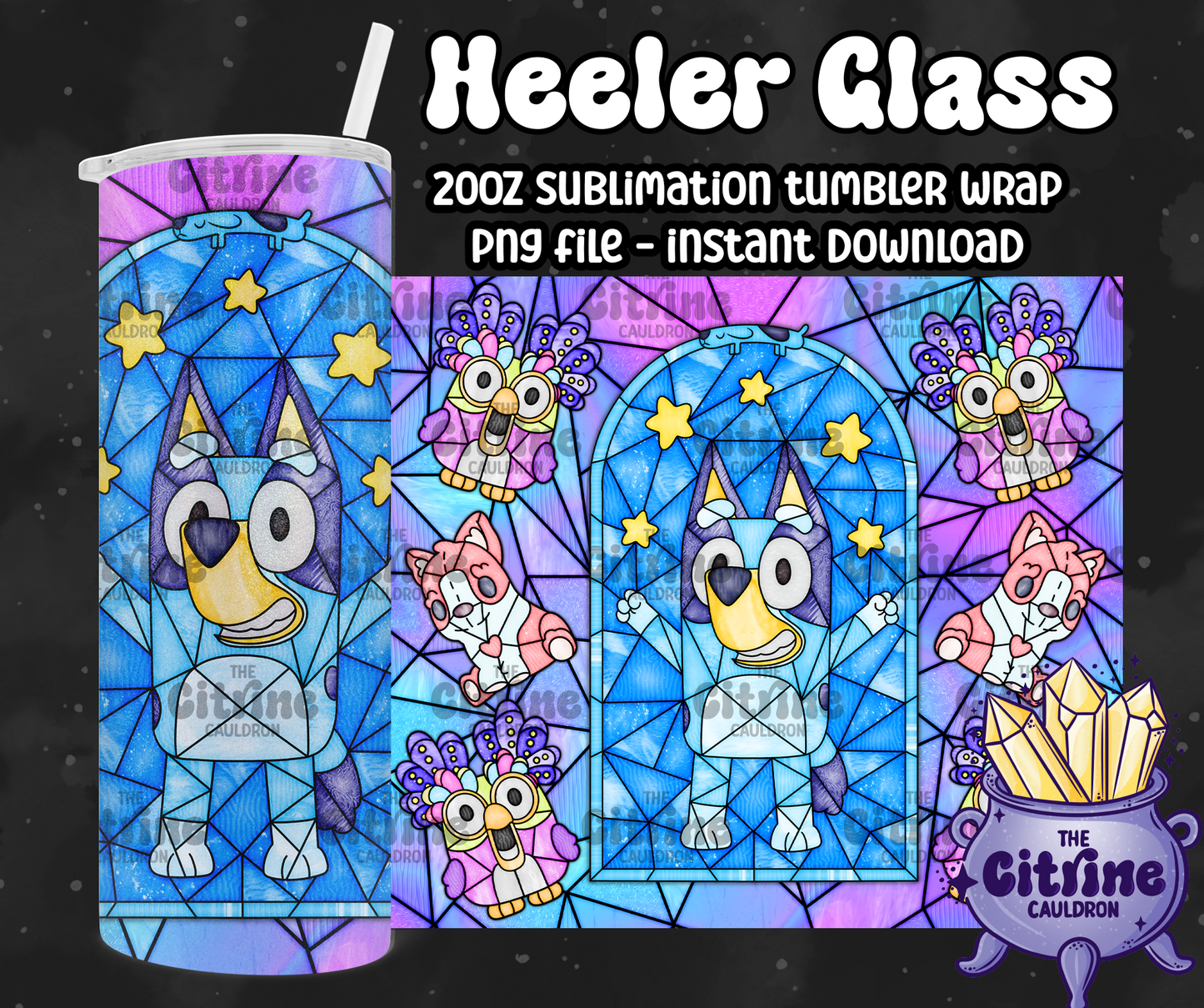 Heeler Glass - PNG Wrap for Sublimation 20oz Tumbler