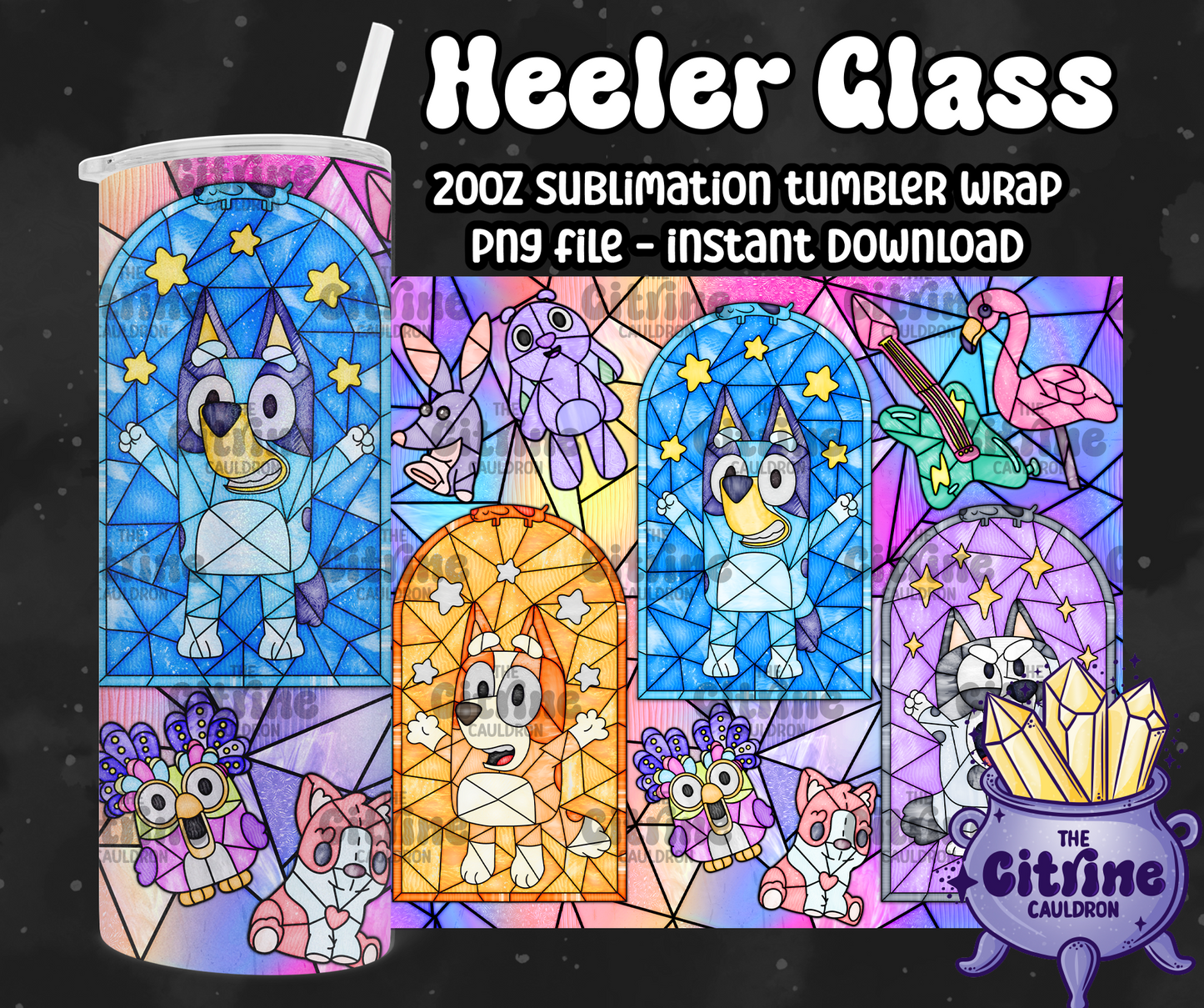 Heeler Glass - PNG Wrap for Sublimation 20oz Tumbler