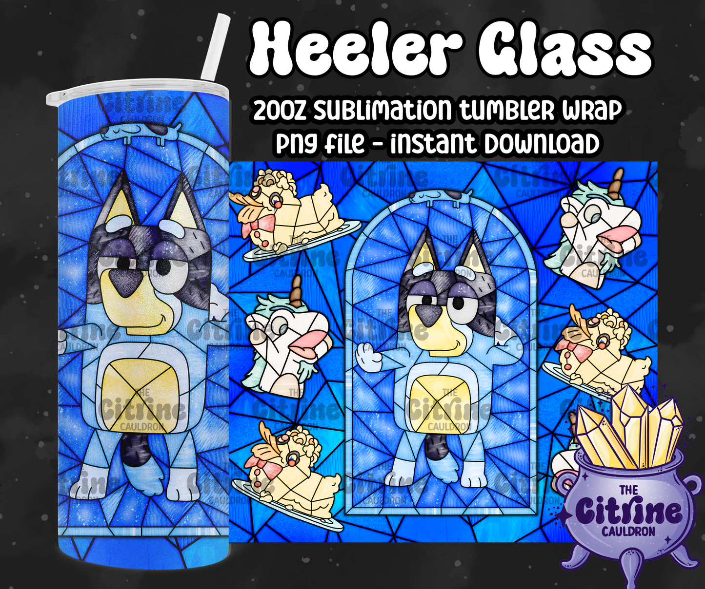 Heeler Glass - PNG Wrap for Sublimation 20oz Tumbler