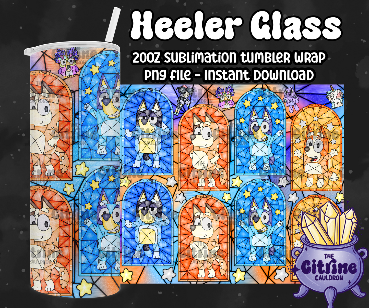Heeler Glass - PNG Wrap for Sublimation 20oz Tumbler