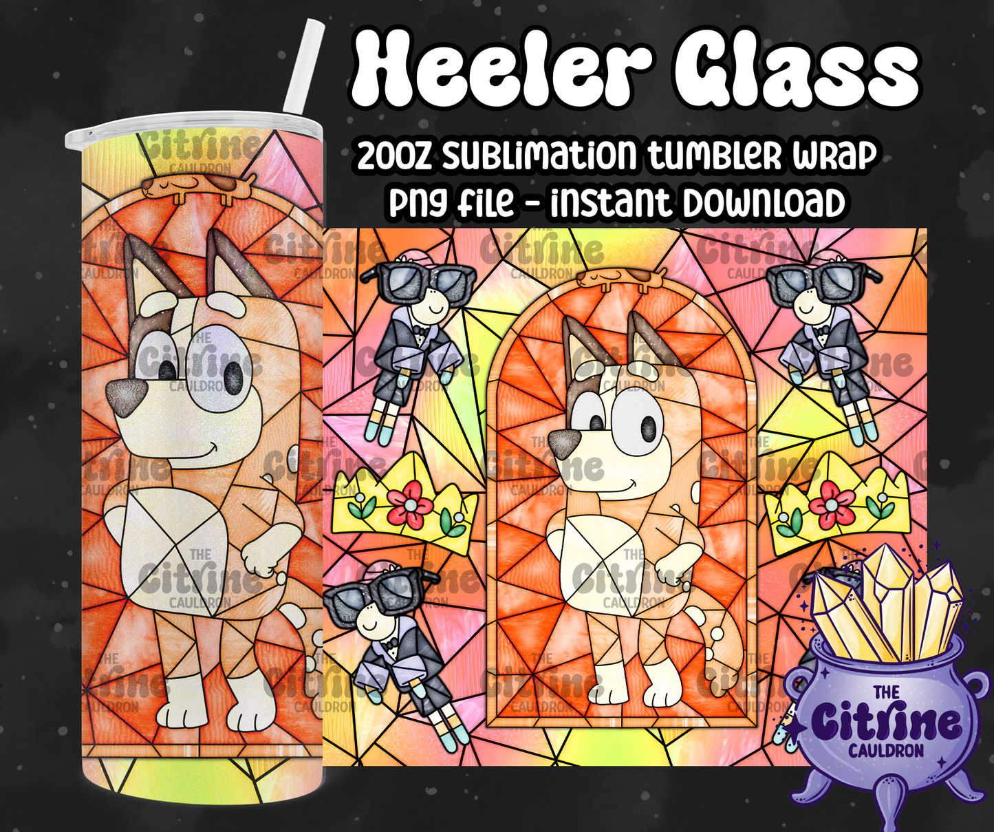 Heeler Glass - PNG Wrap for Sublimation 20oz Tumbler