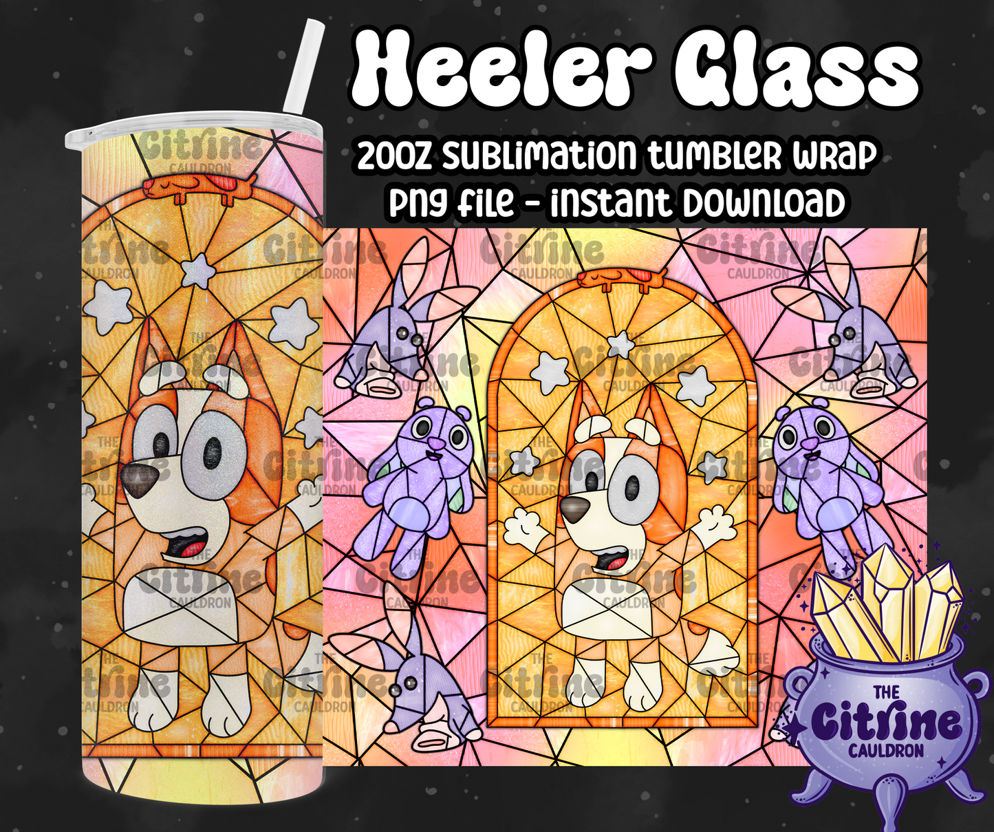 Heeler Glass - PNG Wrap for Sublimation 20oz Tumbler