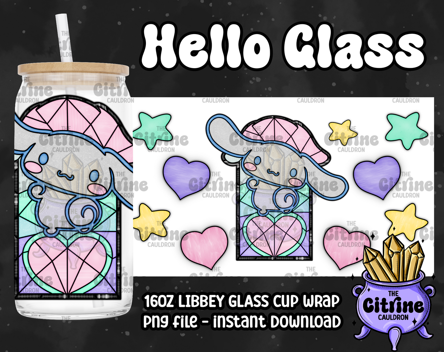 Hello Glass - PNG Wrap for Libbey 16oz Glass Can