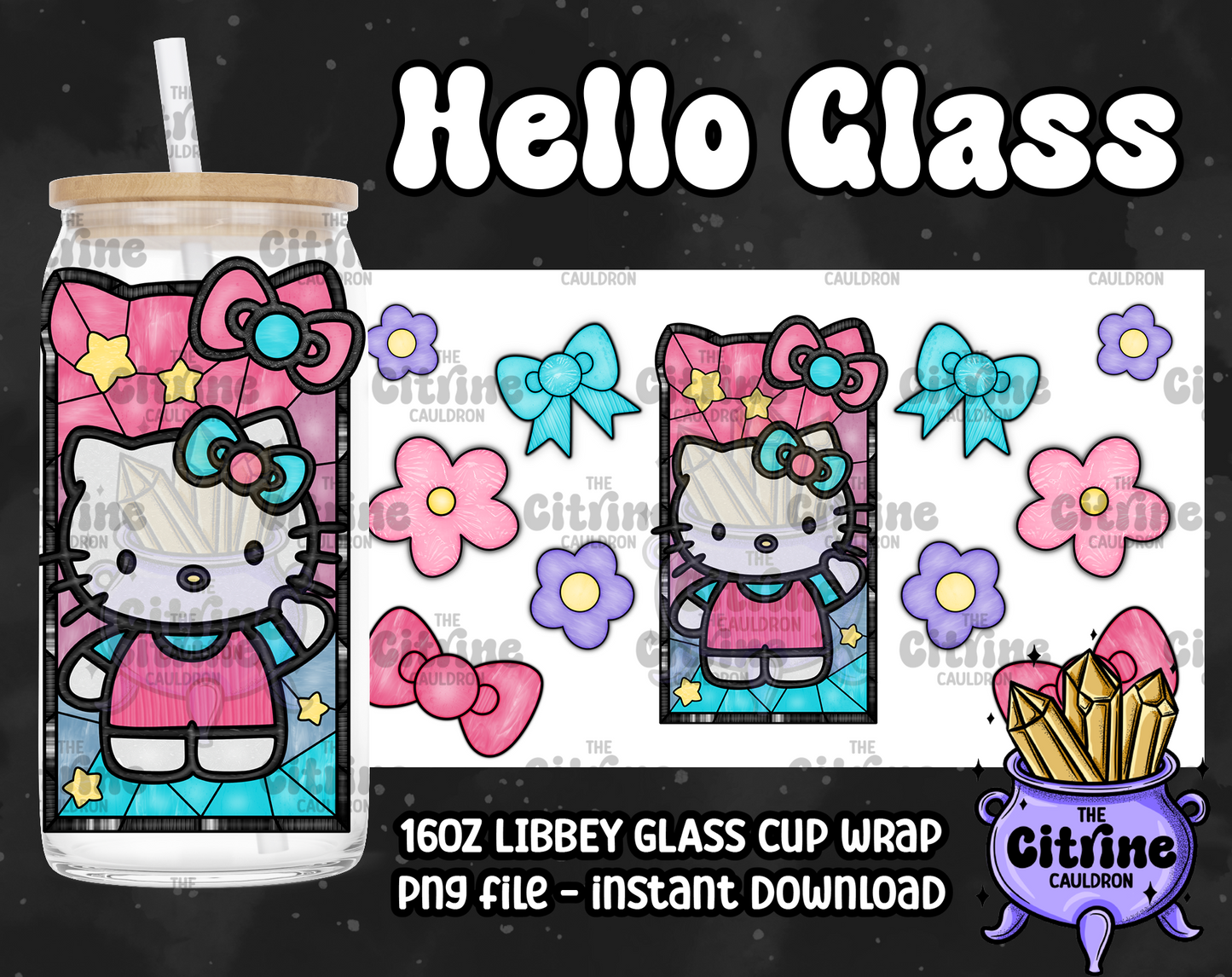 Hello Glass - PNG Wrap for Libbey 16oz Glass Can