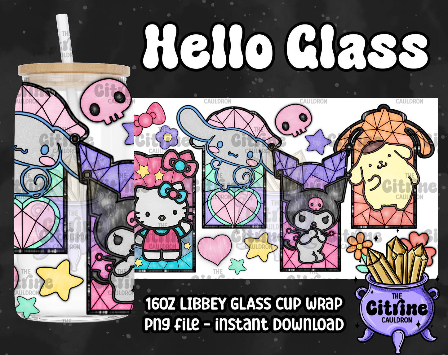 Hello Glass - PNG Wrap for Libbey 16oz Glass Can