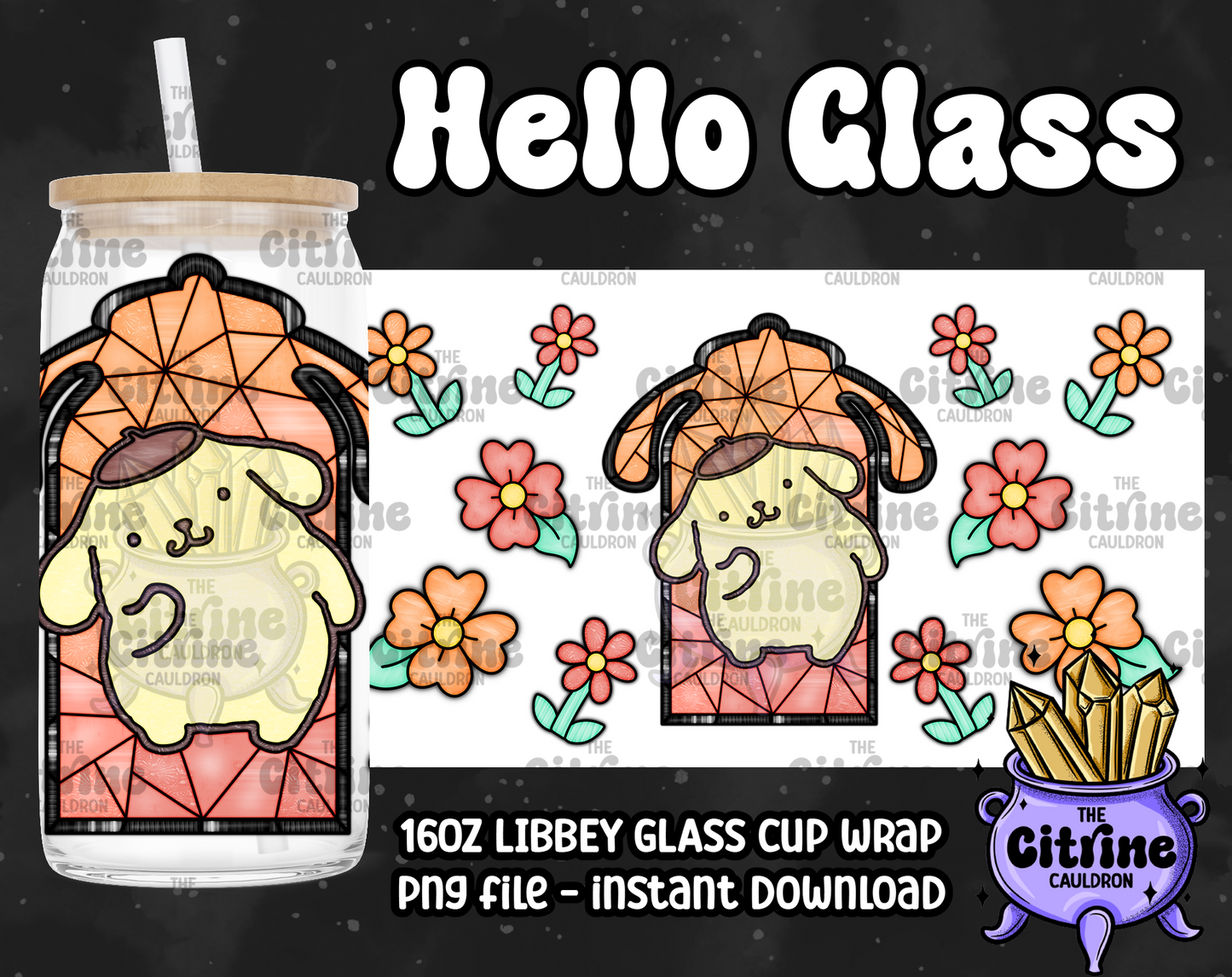 Hello Glass - PNG Wrap for Libbey 16oz Glass Can