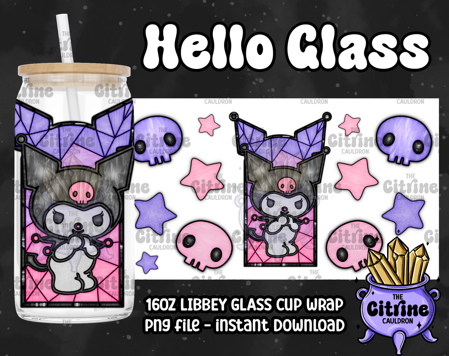 Hello Glass - PNG Wrap for Libbey 16oz Glass Can