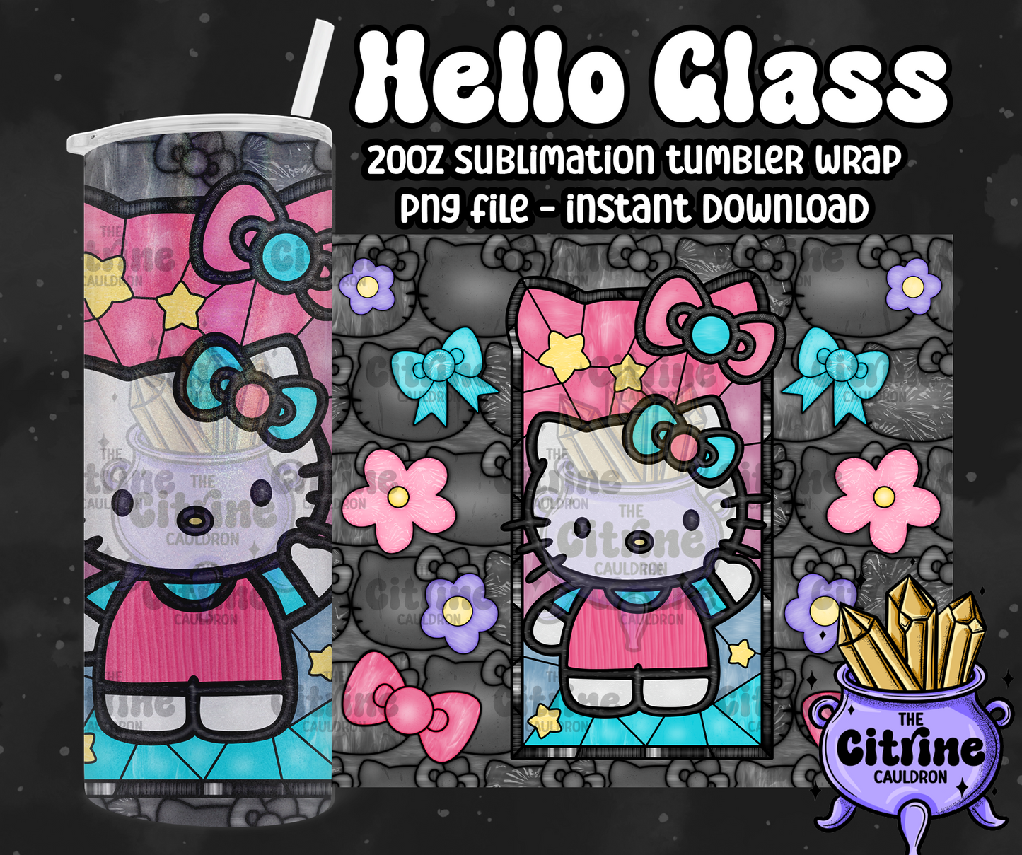Hello Glass - PNG Wrap for Sublimation 20oz Tumbler