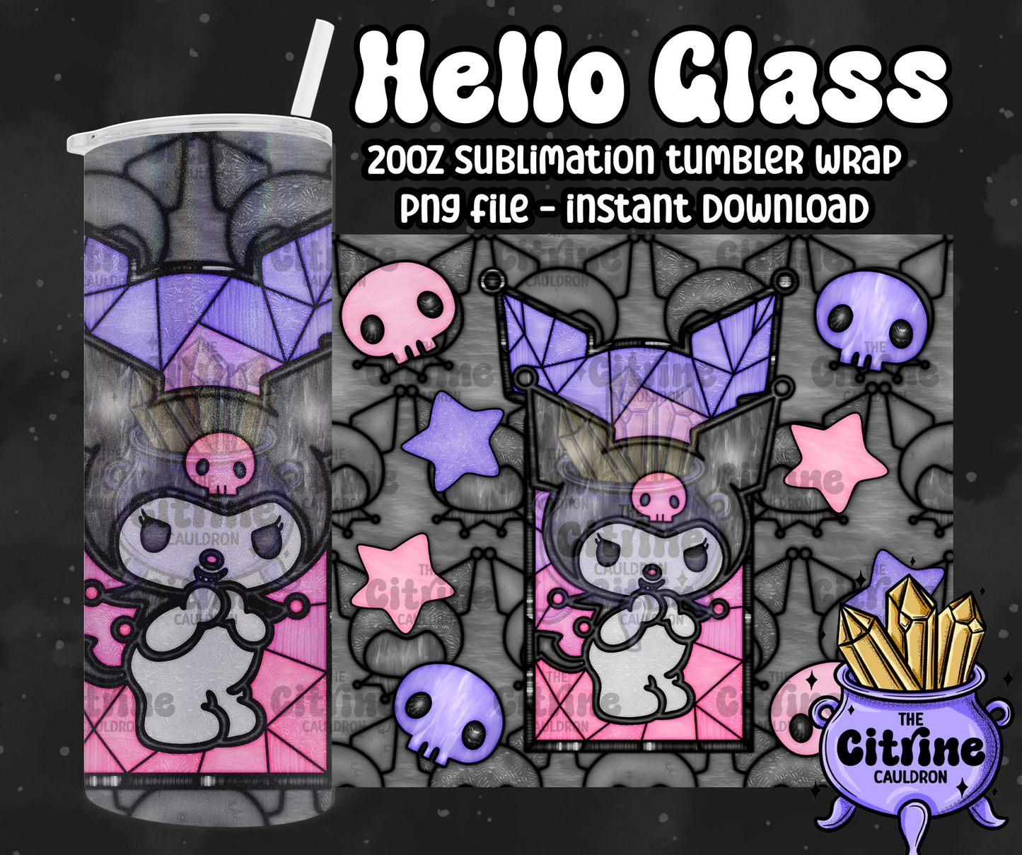Hello Glass - PNG Wrap for Sublimation 20oz Tumbler