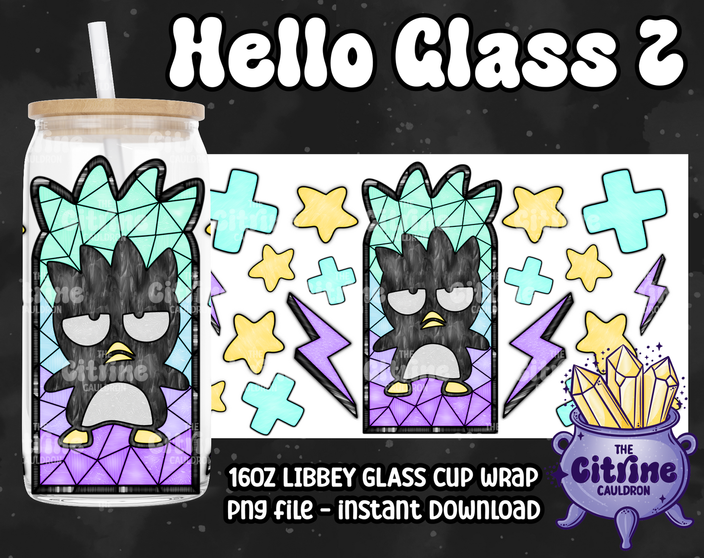 Hello Glass 2 - PNG Wrap for Libbey 16oz Glass Can