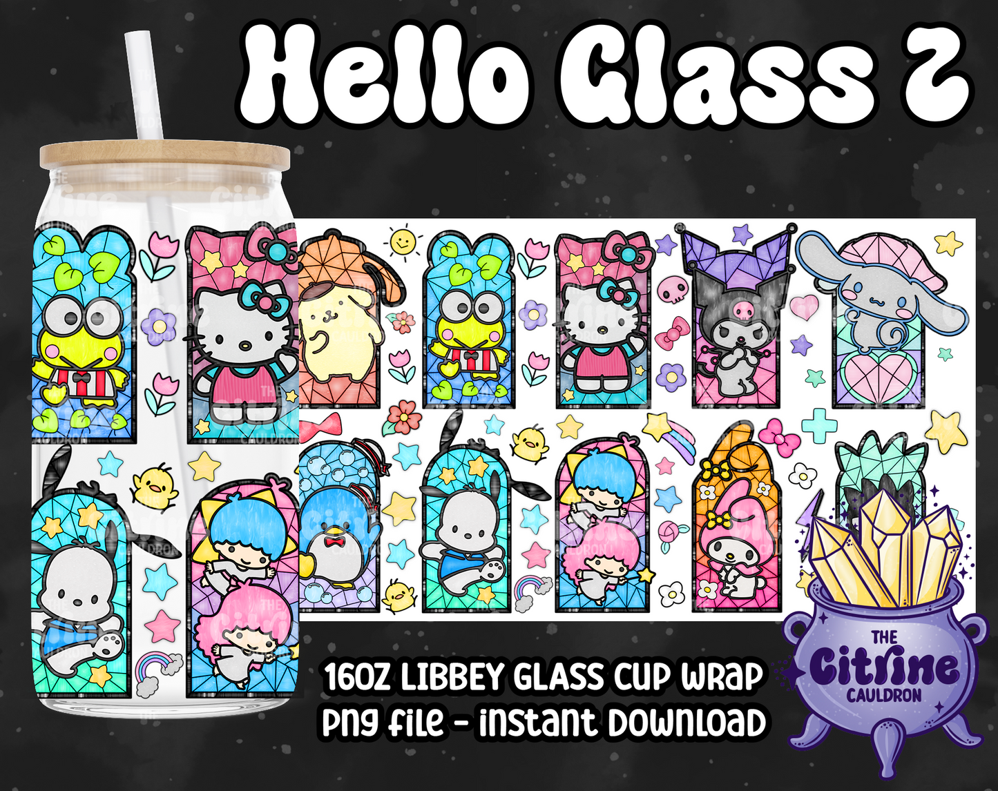 Hello Glass 2 - PNG Wrap for Libbey 16oz Glass Can