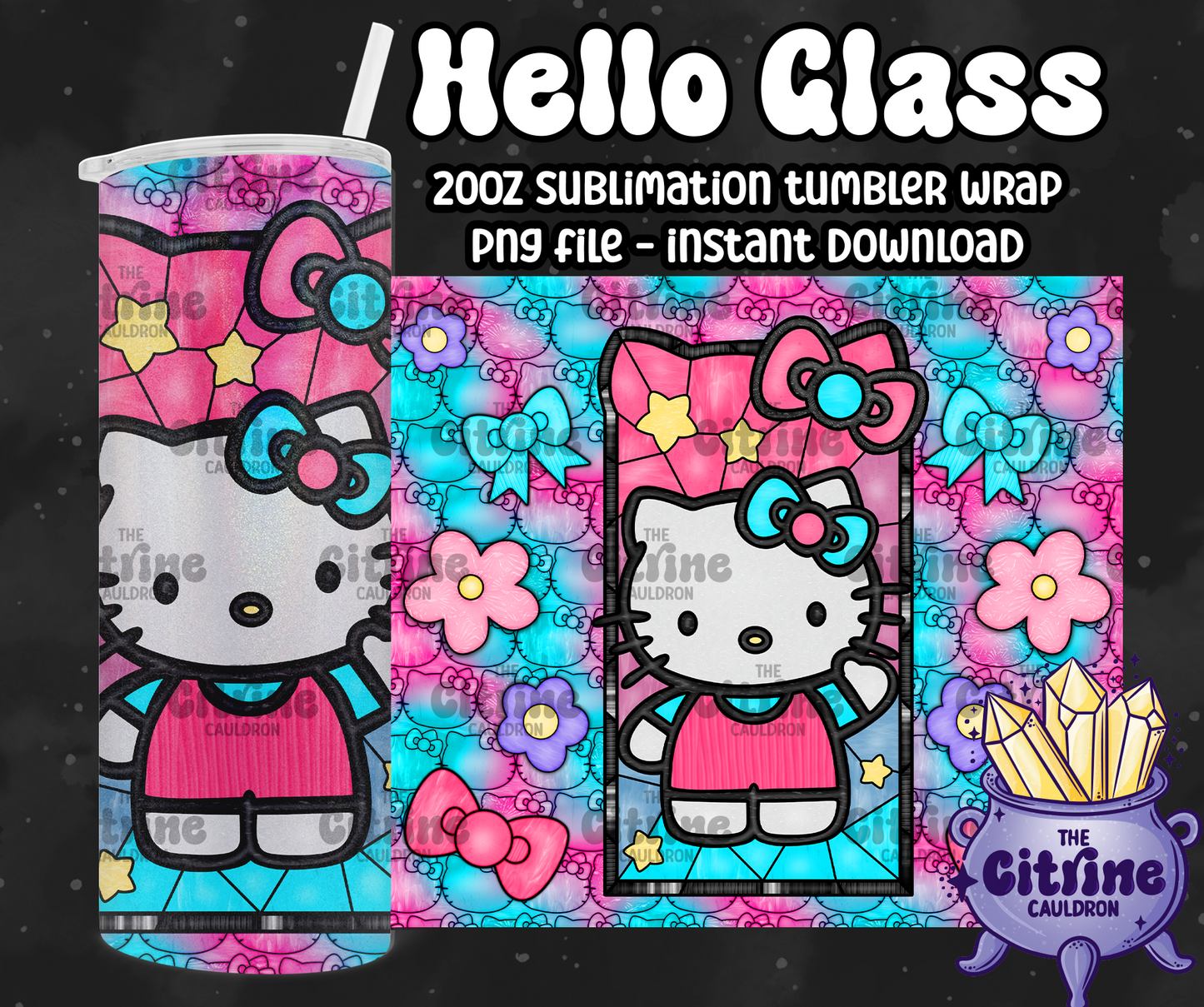 Hello Glass Colorful - PNG Wrap for Sublimation 20oz Tumbler