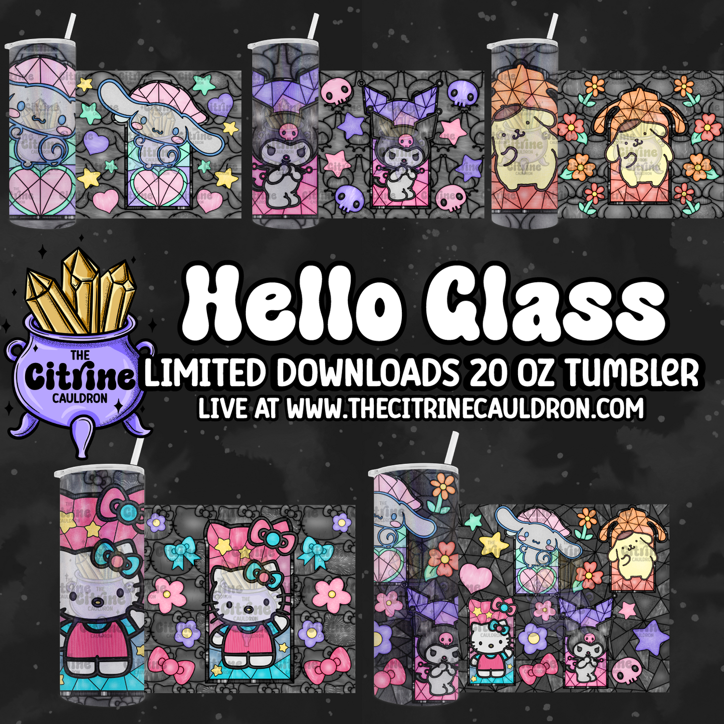 Hello Glass - PNG Wrap for Sublimation 20oz Tumbler