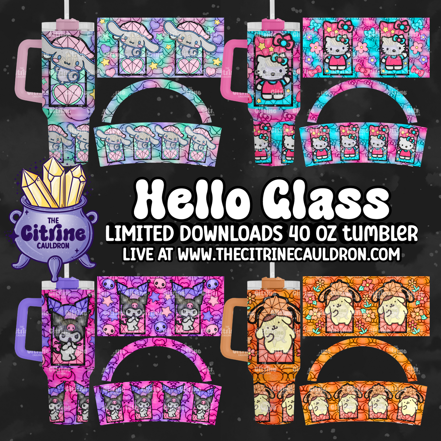 Hello Glass Colorful - PNG Wrap for Sublimation 40oz Tumbler