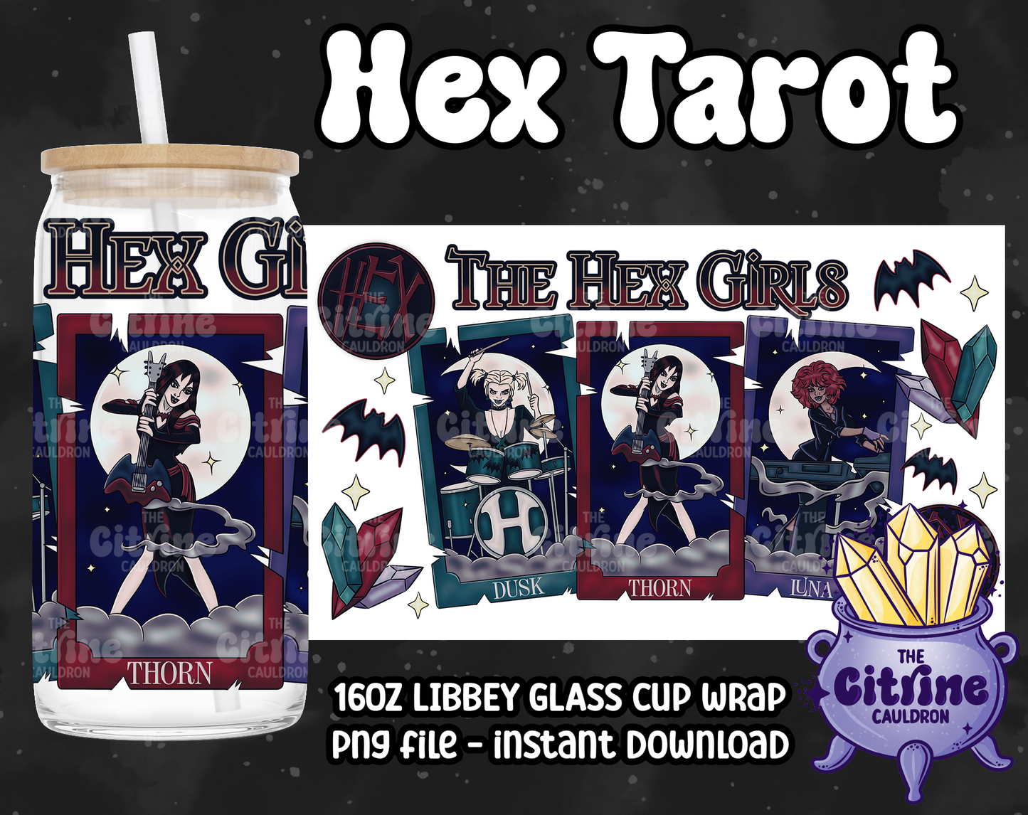 Hex Tarot - PNG Wrap for Libbey 16oz Glass Can