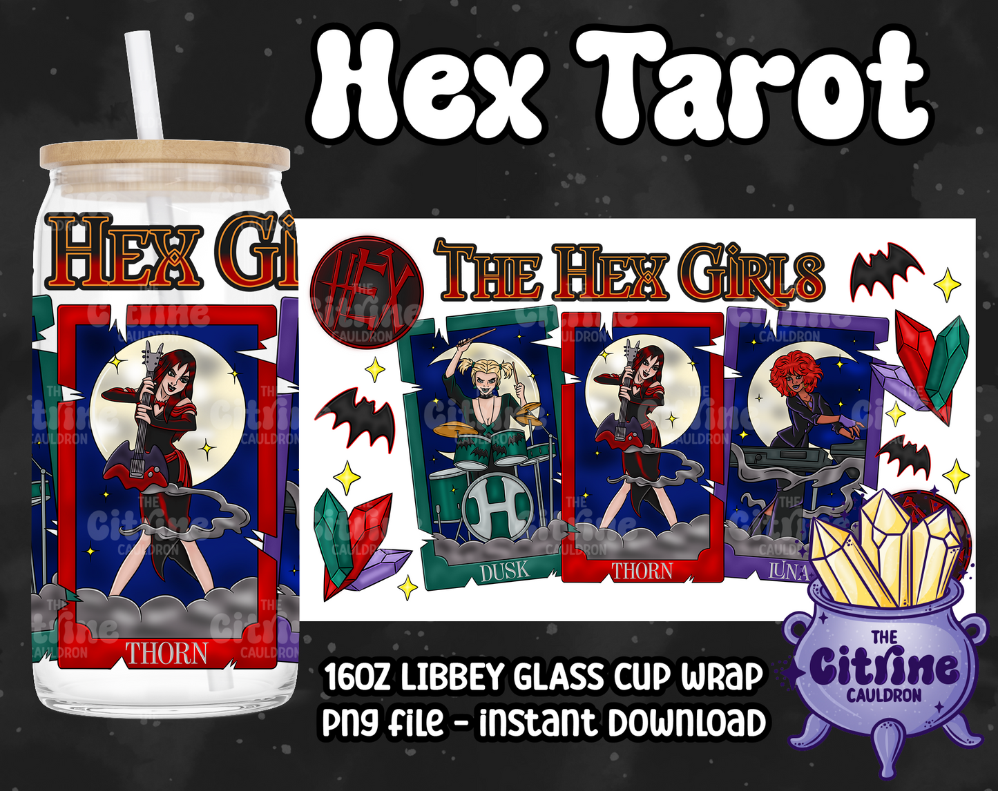 Hex Tarot - PNG Wrap for Libbey 16oz Glass Can
