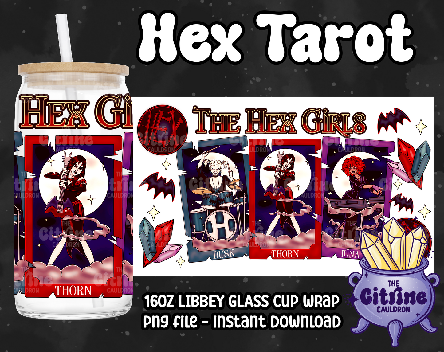 Hex Tarot - PNG Wrap for Libbey 16oz Glass Can