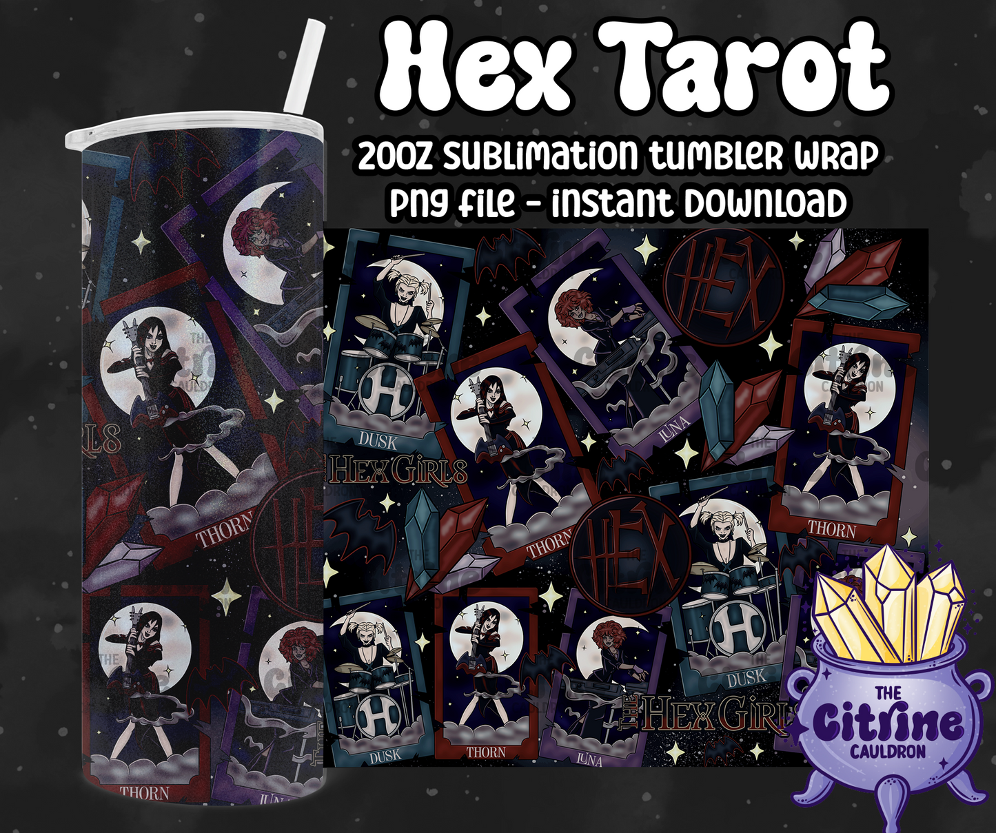 Hex Tarot - PNG Wrap for Sublimation 20oz Tumbler