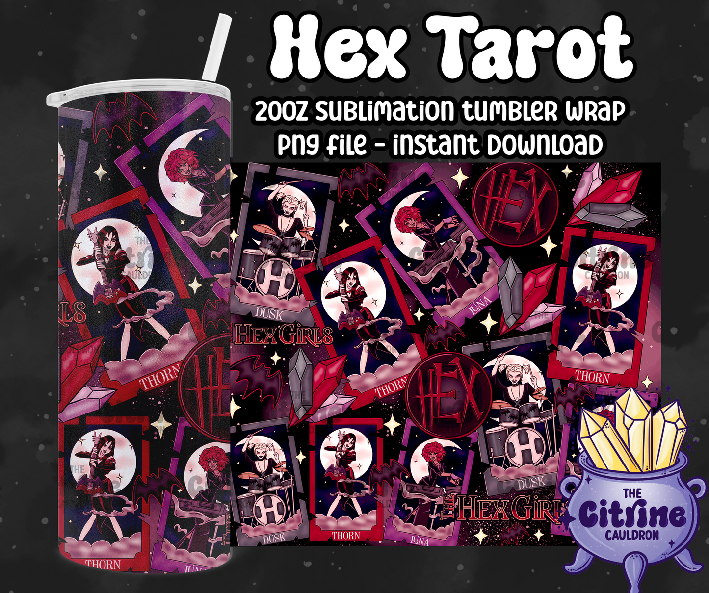 Hex Tarot - PNG Wrap for Sublimation 20oz Tumbler